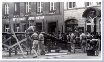 In brauner Zeit: Bau einer Notbrücke durch den Arbeitsdienst 1938