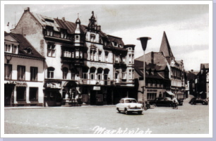 Der Markt, Ansichtskarte von 1954